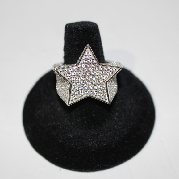 ICED OUT BUST DOWN STAR 2ct Lab Sim. Diamonds RING - Picture 1 of 7